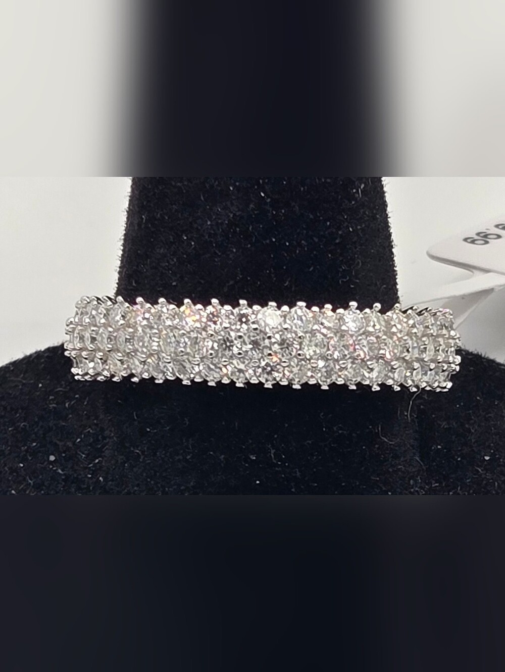 Moissanite 1.76CTW Size 7 Eternity Ring 925 Sterling Silver 3 Rows Of Stones NWT